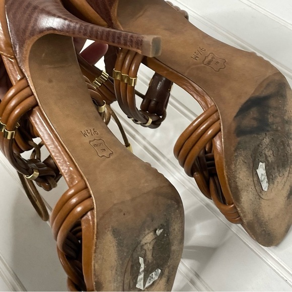 Tory Burch Audrianna Glazed Lounge Lace Up Heels Size 9.5 595 - Picture 5 of 14